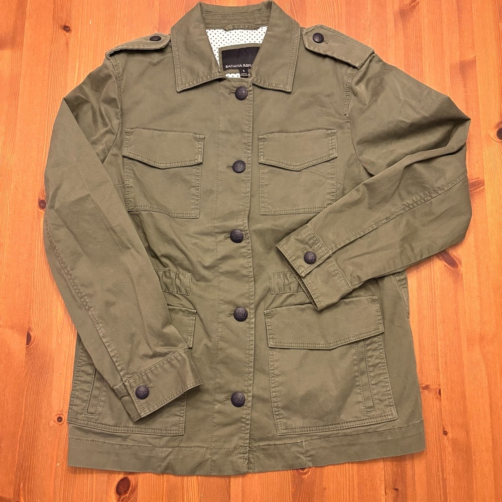 Banana Republic Utility Field Military Jacket Women’s Size S Olive Green - Picture 2 of 10